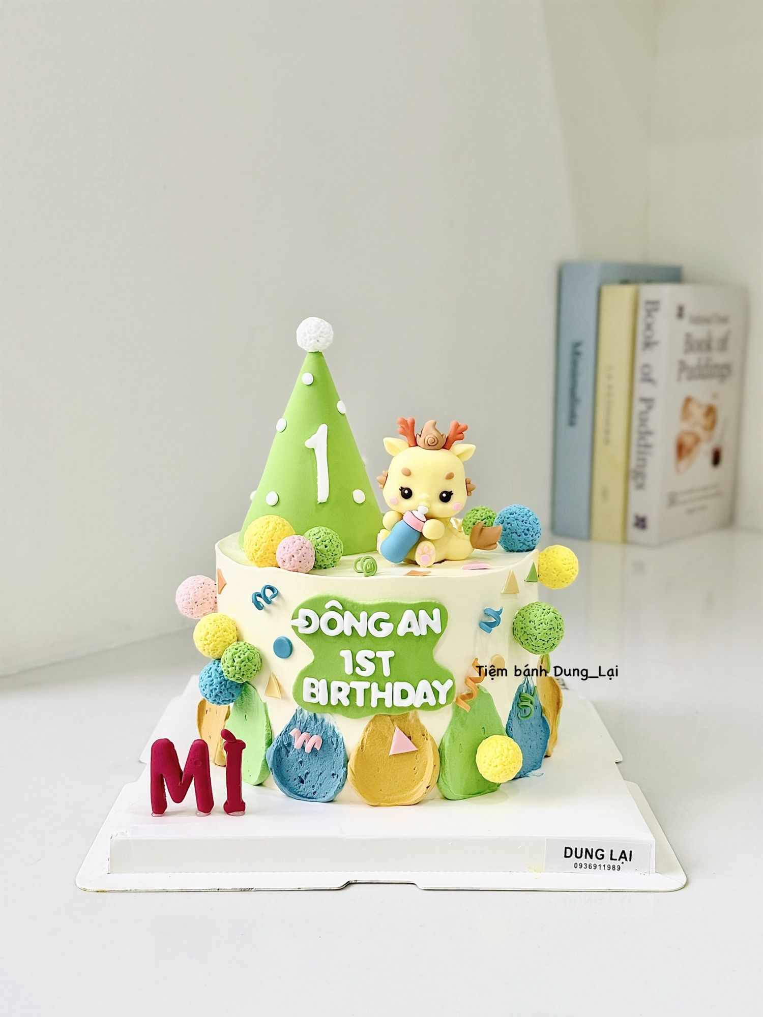 Bánh bé rồng tone xanh sz 16