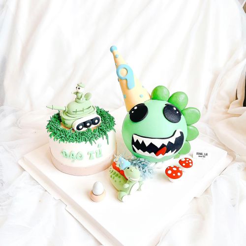 Set đôi bánh kem bánh đập khủng long