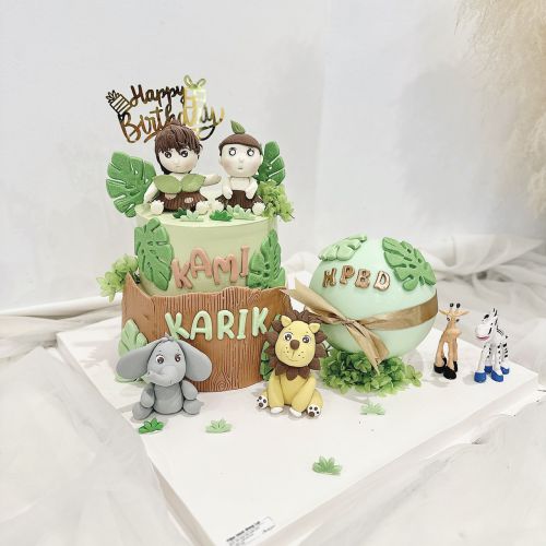 Set bánh 2 tầng và bánh đập safari, Bánh Sinh Nhật Set bánh đôi, Bánh Sinh Nhật set bánh, Bánh Sinh Nhật bánh đập, Bánh Sinh Nhật safari, Bánh Sinh Nhật bé trai, Bánh Sinh Nhật bé gái - Bánh Sinh Nhật Long Biên