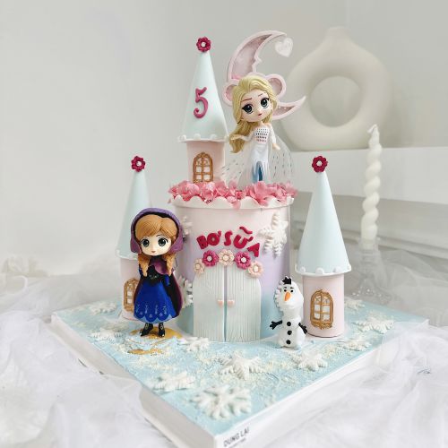 Bánh sz 16 dáng cao lâu đài elsa, Bánh Sinh Nhật Lâu đài, Bánh Sinh Nhật elsa, Bánh Sinh Nhật anna, Bánh Sinh Nhật bé gái - Bánh Sinh Nhật Long Biên