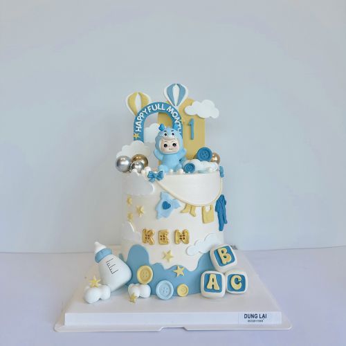 Bánh sz 16 dáng cao bé rồng tone xanh đầy tháng