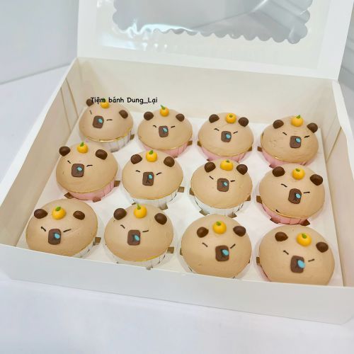 Cupcake capybra có nhân hoa quả set 12c, Bánh Sinh Nhật Capybara, Bánh Sinh Nhật cupcake - Bánh Sinh Nhật Long Biên