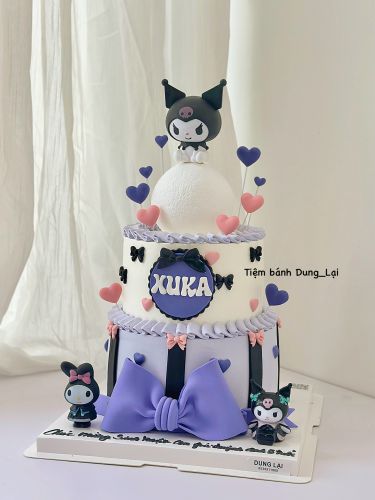 Bánh 2 tầng kuromi 20-16, Bánh Sinh Nhật 2 tầng, Bánh Sinh Nhật bánh tầng, Bánh Sinh Nhật kuromi, Bánh Sinh Nhật bé gái - Bánh Sinh Nhật Long Biên