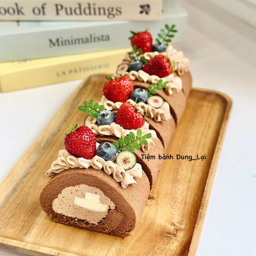 Bánh cuộn chocolate pudding sữa chua, Bánh Sinh Nhật Bánh cuộn - Bánh Sinh Nhật Long Biên