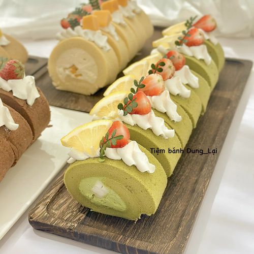 Bánh cuộn trà xanh thạch dừa, Bánh Sinh Nhật Bánh cuộn, Bánh Sinh Nhật daily - Bánh Sinh Nhật Long Biên