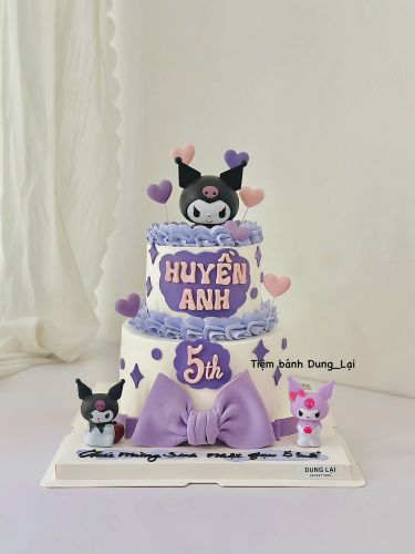 Bánh 2 tầng kuromi 18-12, Bánh Sinh Nhật 2 tầng, Bánh Sinh Nhật bánh tầng kuromi, Bánh Sinh Nhật bé gái, Bánh Sinh Nhật sanrio - Bánh Sinh Nhật Long Biên