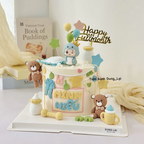 Bánh đầy tháng bé trai sz 16 1/2, Bánh Sinh Nhật Đầy tháng, Bánh Sinh Nhật bé trai - Bánh Sinh Nhật Long Biên