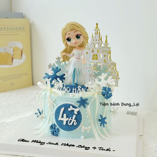 Bánh elsa tone xanh sz 16, Bánh Sinh Nhật Elsa, Bánh Sinh Nhật bé gái, Bánh Sinh Nhật công chúa - Bánh Sinh Nhật Long Biên