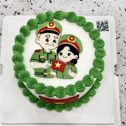 Bánh hình bố và con gái công an sz 16, Bánh Sinh Nhật Bánh vẽ, Bánh Sinh Nhật công an, Bánh Sinh Nhật bố con - Bánh Sinh Nhật Long Biên
