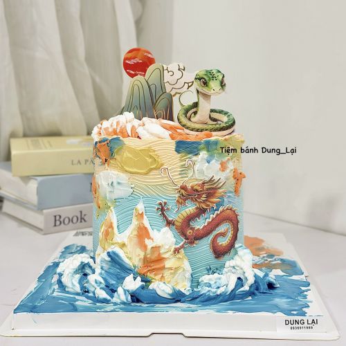 Bánh rồng rắn sz 16 1/2, Bánh Sinh Nhật Rồng, Bánh Sinh Nhật rắn, Bánh Sinh Nhật người lớn - Bánh Sinh Nhật Long Biên