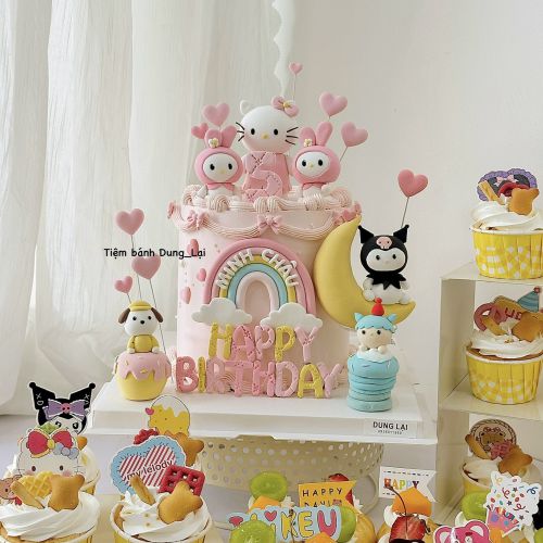 Bánh sanrio hello kitty sz 16 cao, Bánh Sinh Nhật Sanrio, Bánh Sinh Nhật hello kitty, Bánh Sinh Nhật kuromi, Bánh Sinh Nhật melody, Bánh Sinh Nhật bé gái - Bánh Sinh Nhật Long Biên