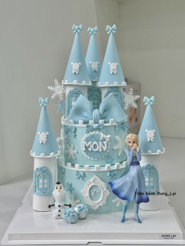 Bánh 2 tầng elsa tone xanh, Bánh Sinh Nhật 2 tầng, Bánh Sinh Nhật bánh tầng, Bánh Sinh Nhật elsa, Bánh Sinh Nhật bé gái - Bánh Sinh Nhật Long Biên