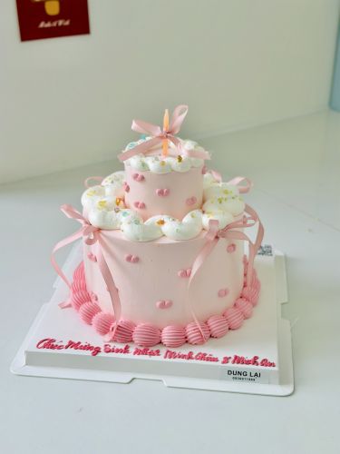 Bánh 2 tầng mini sz 16 bé gái, Bánh Sinh Nhật 2 tầng, Bánh Sinh Nhật bé gái - Bánh Sinh Nhật Long Biên