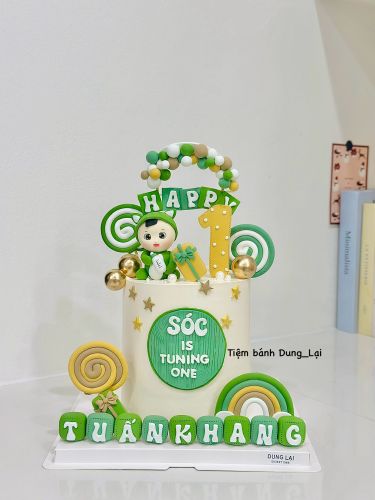 Bánh bé trai tone xanh sz 16 cao, Bánh Sinh Nhật Bé trai - Bánh Sinh Nhật Long Biên