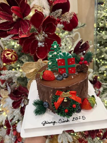 Bánh kem whip choco nhân kem ko hoa quả gốc cây giáng sinh sz 16, Bánh Sinh Nhật Whipping, Bánh Sinh Nhật chocolate - Bánh Sinh Nhật Long Biên
