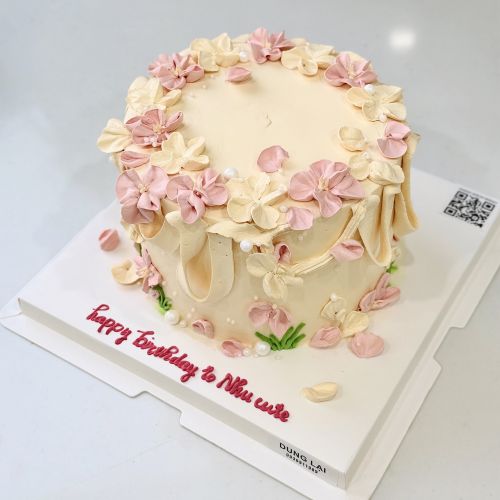Bánh phong cách han quốc sz 16, Bánh Sinh Nhật Hàn quốc, Bánh Sinh Nhật kem tươi, Bánh Sinh Nhật hoa kem, Bánh Sinh Nhật kem hoa - Bánh Sinh Nhật Long Biên
