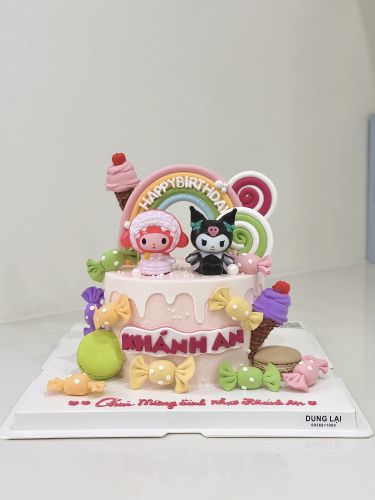 Bánh sanrio kuromi melody sz 16, Bánh Sinh Nhật Sanrio, Bánh Sinh Nhật melody, Bánh Sinh Nhật kuromi, Bánh Sinh Nhật bé gái - Bánh Sinh Nhật Long Biên