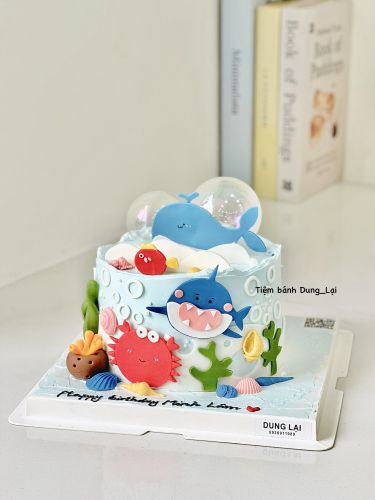 Bánh sinh nhật biển sz 16, Bánh Sinh Nhật Sinh nhật biển, Bánh Sinh Nhật bé trai, Bánh Sinh Nhật cá voi, Bánh Sinh Nhật baby shark - Bánh Sinh Nhật Long Biên