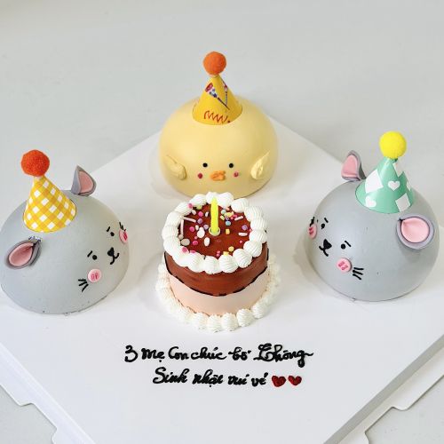 Set bánh tạo hình 4 bánh nhỏ, Bánh Sinh Nhật Tạo hình, Bánh Sinh Nhật set bánh - Bánh Sinh Nhật Long Biên