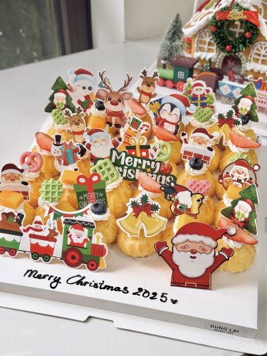 Set su kem giáng sinh 30c, Bánh Sinh Nhật Su kem, Bánh Sinh Nhật giáng sinh, Bánh Sinh Nhật noel - Bánh Sinh Nhật Long Biên