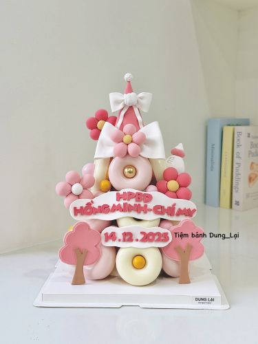 Tháp donut bé gái, Bánh Sinh Nhật Donut, Bánh Sinh Nhật tháp donut, Bánh Sinh Nhật tháp bánh, Bánh Sinh Nhật bé gái - Bánh Sinh Nhật Long Biên