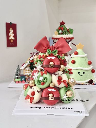 Tháp donut giáng sinh, Bánh Sinh Nhật Tháp bánh, Bánh Sinh Nhật tháp donut, Bánh Sinh Nhật donut, Bánh Sinh Nhật giáng sinh - Bánh Sinh Nhật Long Biên