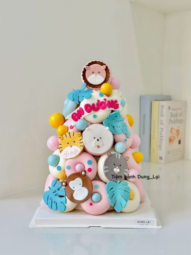 Tháp donut safari 25c, Bánh Sinh Nhật Donut, Bánh Sinh Nhật tháp donut, Bánh Sinh Nhật tháp bánh, Bánh Sinh Nhật donut, Bánh Sinh Nhật bé gái - Bánh Sinh Nhật Long Biên