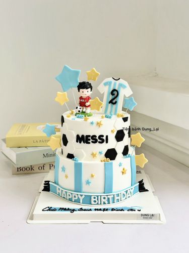 Bánh 2 tầng bóng đá messi, Bánh Sinh Nhật 2 tầng, Bánh Sinh Nhật bóng đá, Bánh Sinh Nhật bé trai, Bánh Sinh Nhật messi, Bánh Sinh Nhật bánh tầng - Bánh Sinh Nhật Long Biên