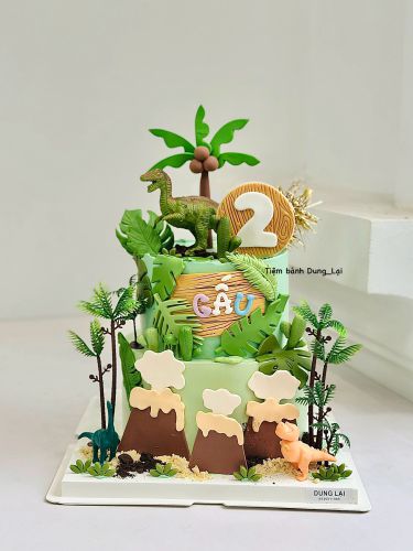 Bánh 2 tầng khủng long 20-16, Bánh Sinh Nhật 2 tầng, Bánh Sinh Nhật bánh tầng, Bánh Sinh Nhật khủng long, Bánh Sinh Nhật bé trai - Bánh Sinh Nhật Long Biên