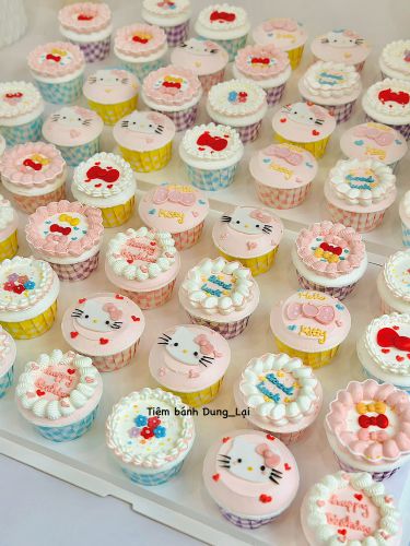 Cupcake hello kitty, Bánh Sinh Nhật Cupcake, Bánh Sinh Nhật hello kitty, Bánh Sinh Nhật bé gái - Bánh Sinh Nhật Long Biên