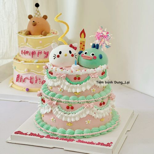 Bánh 2 tầng, Bánh Sinh Nhật 2 tầng, Bánh Sinh Nhật bánh tầng, Bánh Sinh Nhật bé gái, Bánh Sinh Nhật hello kitty, Bánh Sinh Nhật hàn quốc - Bánh Sinh Nhật Long Biên