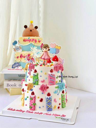 Bánh 2 tầng bé gái 20-16, Bánh Sinh Nhật 2 tầng, Bánh Sinh Nhật bé gái, Bánh Sinh Nhật bánh tầng - Bánh Sinh Nhật Long Biên