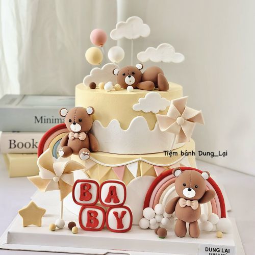 Bánh 2 tầng bé gấu 18-14, Bánh Sinh Nhật Bánh tầng, Bánh Sinh Nhật 2 tầng, Bánh Sinh Nhật bé trai, Bánh Sinh Nhật bé gái, Bánh Sinh Nhật gấu - Bánh Sinh Nhật Long Biên