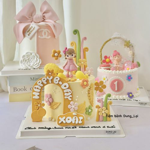 Bánh bé xoài sz 16 1/2, Bánh Sinh Nhật Bé gái, Bánh Sinh Nhật xoài - Bánh Sinh Nhật Long Biên