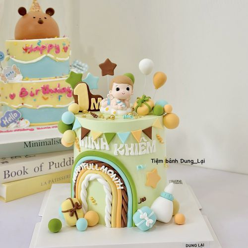 Bánh đầy tháng bé trai sz 16 dáng cao, Bánh Sinh Nhật Đầy tháng, Bánh Sinh Nhật bé trai - Bánh Sinh Nhật Long Biên