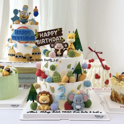 Bánh 2 tầng safari 20-16, Bánh Sinh Nhật 2 tầng, Bánh Sinh Nhật bánh tầng, Bánh Sinh Nhật bé trai, Bánh Sinh Nhật bé gái, Bánh Sinh Nhật safari - Bánh Sinh Nhật Long Biên