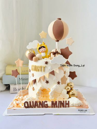 Bánh bé rồng nâu be sz 16 cao, Bánh Sinh Nhật Rồng, Bánh Sinh Nhật bé trai, Bánh Sinh Nhật bé gái - Bánh Sinh Nhật Long Biên