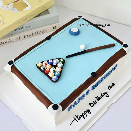 Bánh chữ nhật tạo hình bàn Bi a, Bánh Sinh Nhật Bi-a, Bánh Sinh Nhật tạo hình - Bánh Sinh Nhật Long Biên
