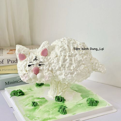 Bánh tạo hình mèo trắng ị, Bánh Sinh Nhật Hot trend, Bánh Sinh Nhật mèo, Bánh Sinh Nhật tạp hình - Bánh Sinh Nhật Long Biên