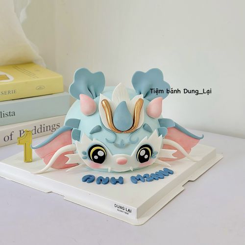 Bánh tạo hình rồng tone xanh, Bánh Sinh Nhật Bé trai, Bánh Sinh Nhật rồng, Bánh Sinh Nhật tạo hình - Bánh Sinh Nhật Long Biên