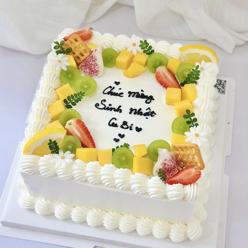 Bánh vuông hoa quả sz 20, Bánh Sinh Nhật Vuông, Bánh Sinh Nhật chữ nhật - Bánh Sinh Nhật Long Biên