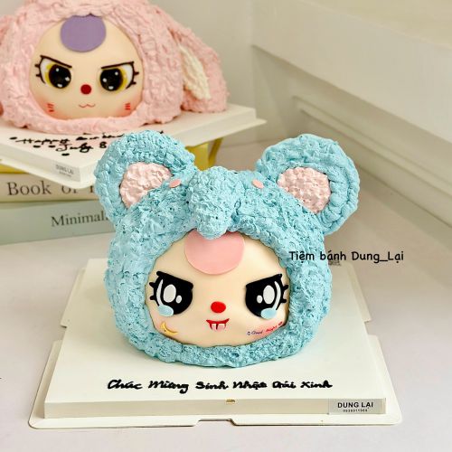 Bánh baby three voi xanh, Bánh Sinh Nhật Baby three, Bánh Sinh Nhật tạo hình, Bánh Sinh Nhật bé gái - Bánh Sinh Nhật Long Biên