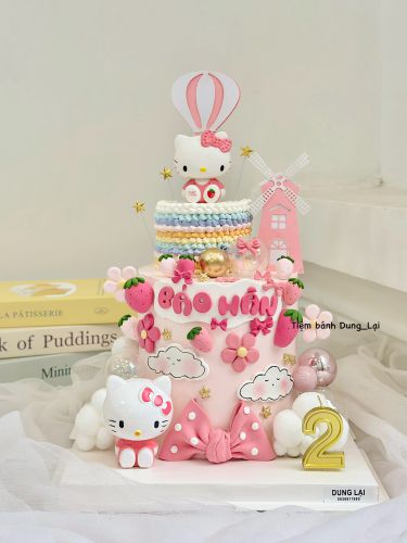 Bánh hello kitty sz 16 cao, Bánh Sinh Nhật Hello kitty, Bánh Sinh Nhật bé gái - Bánh Sinh Nhật Long Biên