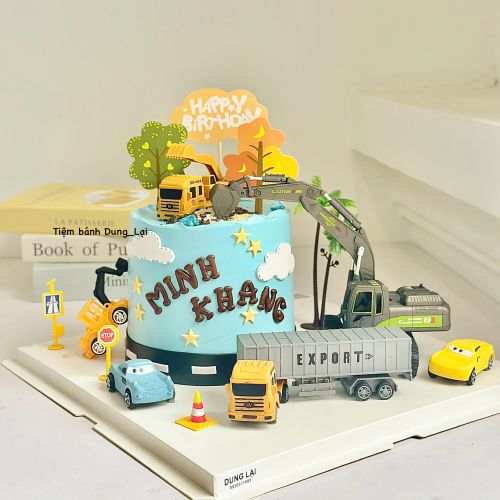 Bánh ô tô máy xúc sz 16 1/2, Bánh Sinh Nhật Ô tô, Bánh Sinh Nhật cần cẩu, Bánh Sinh Nhật máy xúc, Bánh Sinh Nhật xe công trình, Bánh Sinh Nhật bé trai - Bánh Sinh Nhật Long Biên