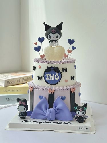 Bánh 2 tầng kuromi 20-16, Bánh Sinh Nhật 2 tầng, Bánh Sinh Nhật bánh tầng, Bánh Sinh Nhật kuromi, Bánh Sinh Nhật bé gái - Bánh Sinh Nhật Long Biên