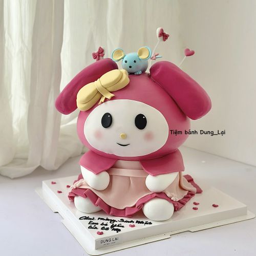 Bánh 2 tầng tạo hình melody váy hồng, Bánh Sinh Nhật 2 tầng, Bánh Sinh Nhật tạo hình, Bánh Sinh Nhật melody, Bánh Sinh Nhật bé gái - Bánh Sinh Nhật Long Biên