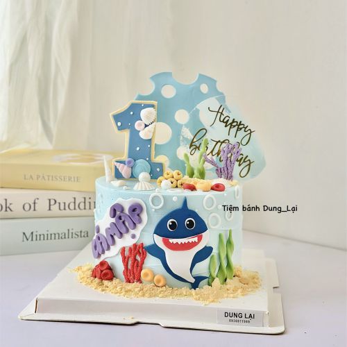 Bánh baby shark sz 16, Bánh Sinh Nhật Baby shark, Bánh Sinh Nhật bé trai, Bánh Sinh Nhật cá mập - Bánh Sinh Nhật Long Biên