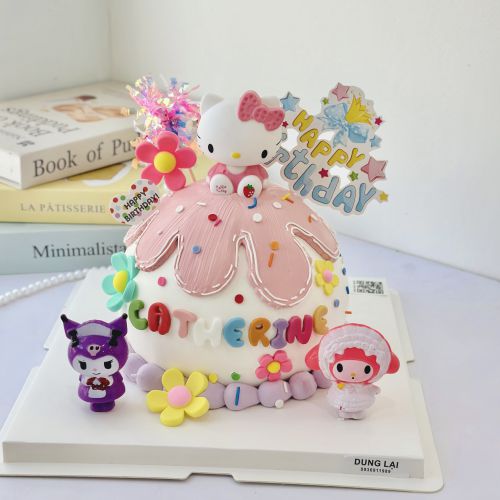 Bánh hello kitty tròn, Bánh Sinh Nhật Hello kitty, Bánh Sinh Nhật bánh tròn, Bánh Sinh Nhật bé gái - Bánh Sinh Nhật Long Biên