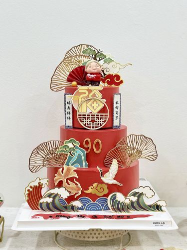 Bánh 3 tầng mừng thọ cụ, Bánh Sinh Nhật Mừng thọ, Bánh Sinh Nhật bánh tầng, Bánh Sinh Nhật 3 tầng - Bánh Sinh Nhật Long Biên