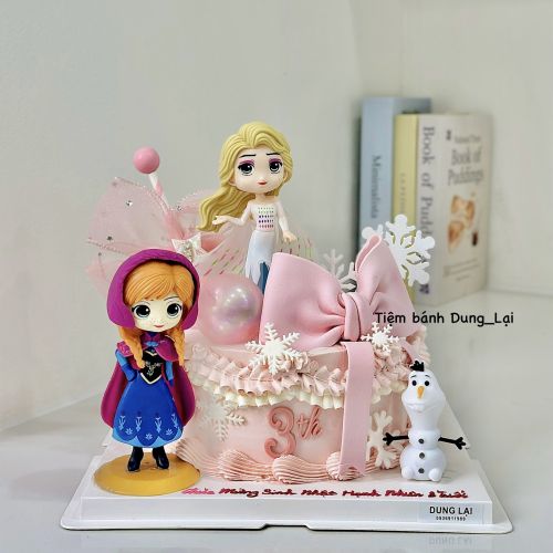 Bánh elsa kem whip sz18 tone hồng, Bánh Sinh Nhật Elsa, Bánh Sinh Nhật whipping, Bánh Sinh Nhật bé gái - Bánh Sinh Nhật Long Biên